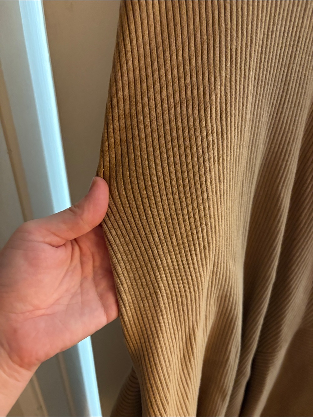 Sleeveless High-Neck Ribbed Maxi Dress in Camel - Picture 2 of 3